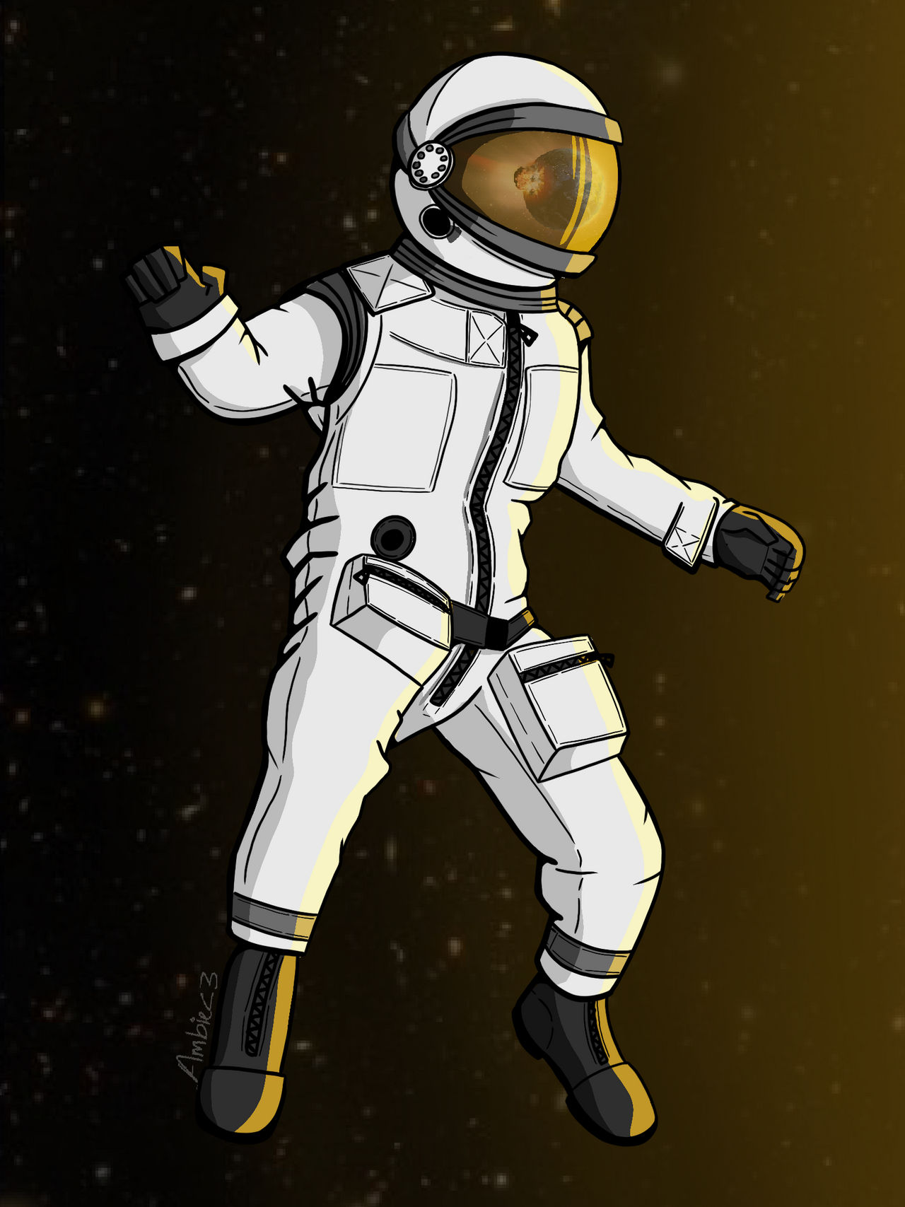 Spaceman Watching the Collision by AmbieChambie on DeviantArt