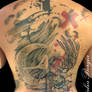 Thrash polka back tattoo