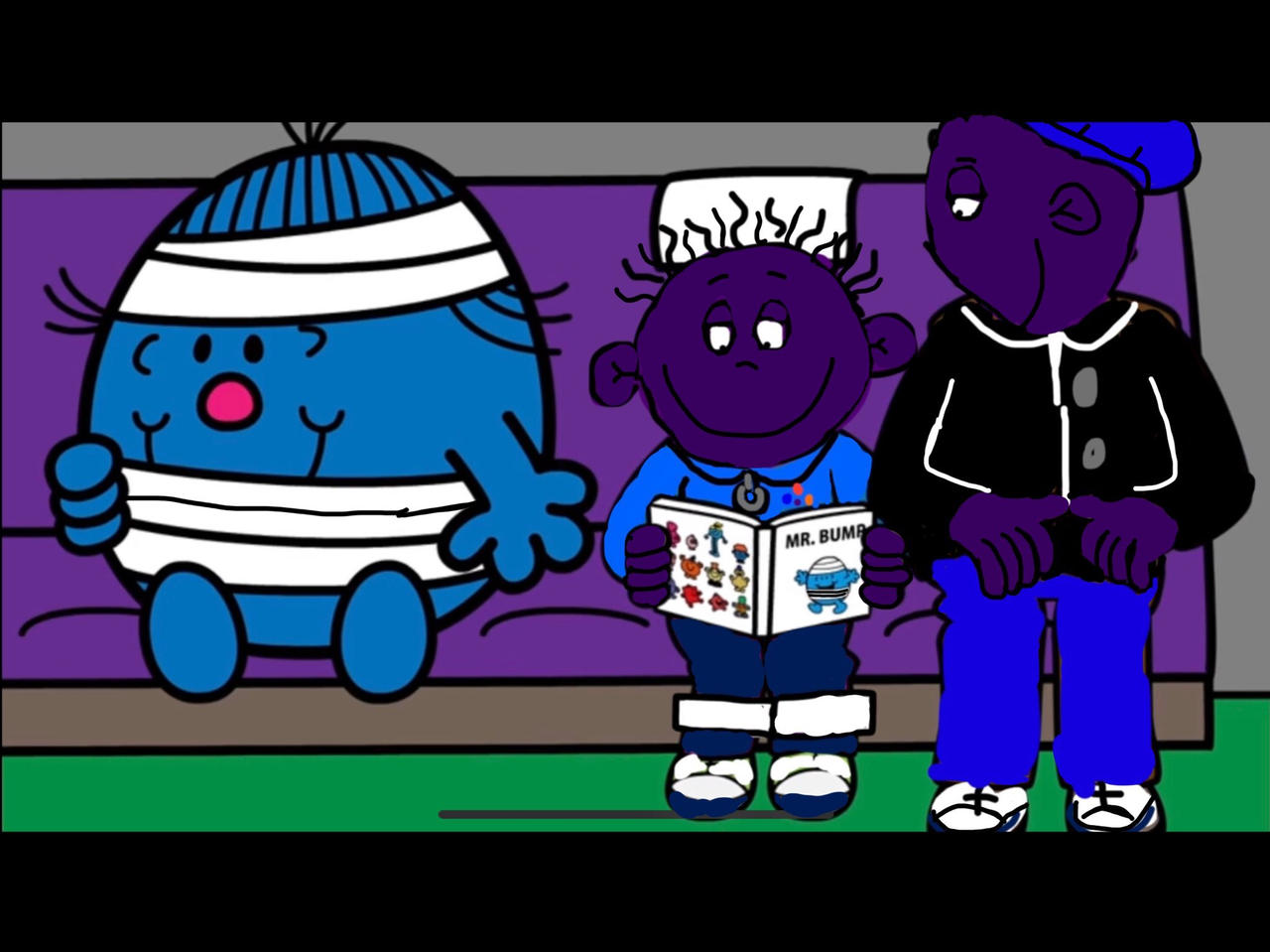 Little miss whoops sitting with Milo and his dad by JDFitz197 on DeviantArt