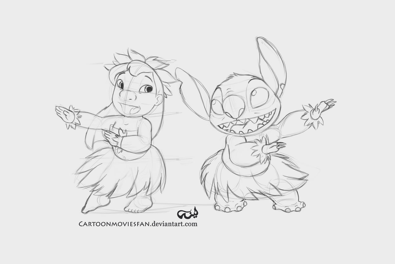 Lilo and Stitch (sketch) by LinaAlBaz on DeviantArt