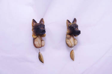 Polymer clay German Shepherd earrings