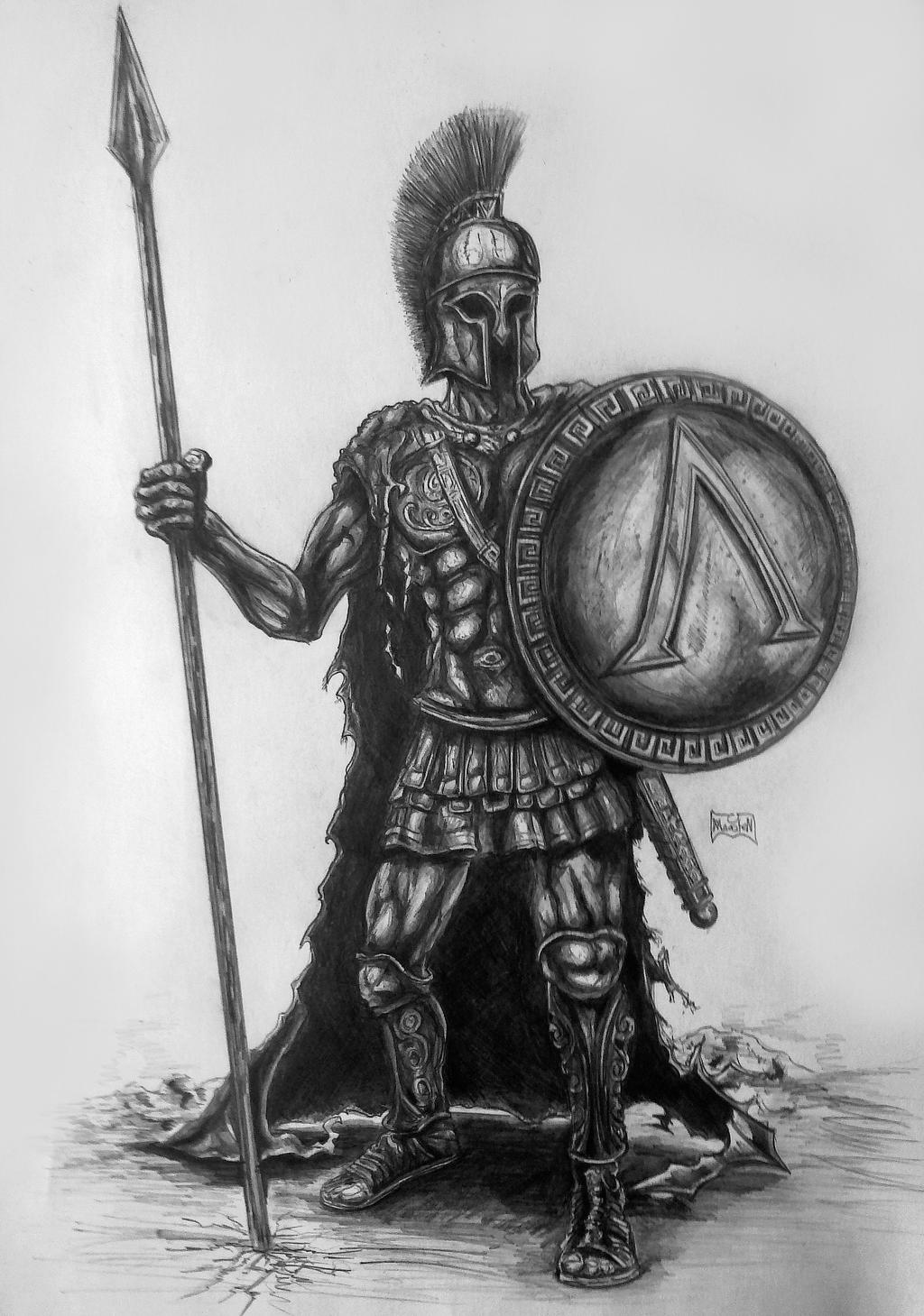 Drawing Warrior Spartan Defeating Enemy. www.curriculumnacional.cl. 