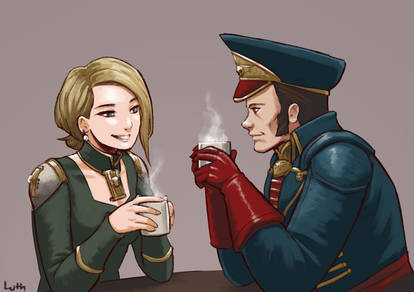 Inquisitor Vail and Commissar Cain tea date