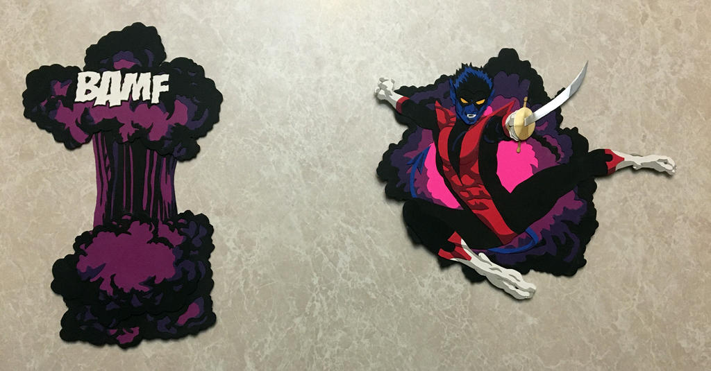 Nightcrawler (teleporting) paper cutout by say-andy on DeviantArt