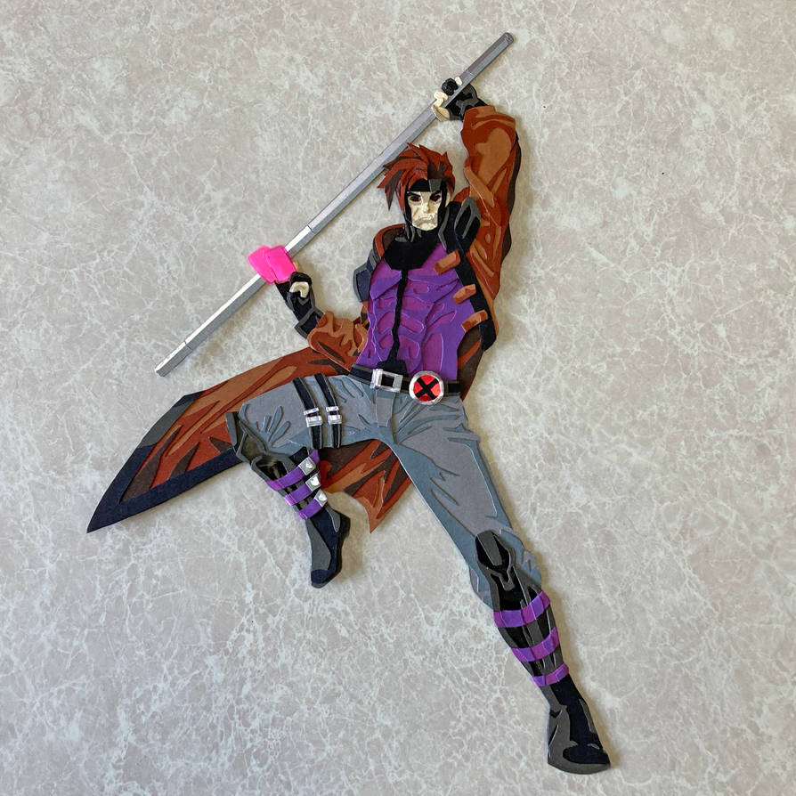 Gambit (Excalibur) paper cutout by say-andy on DeviantArt