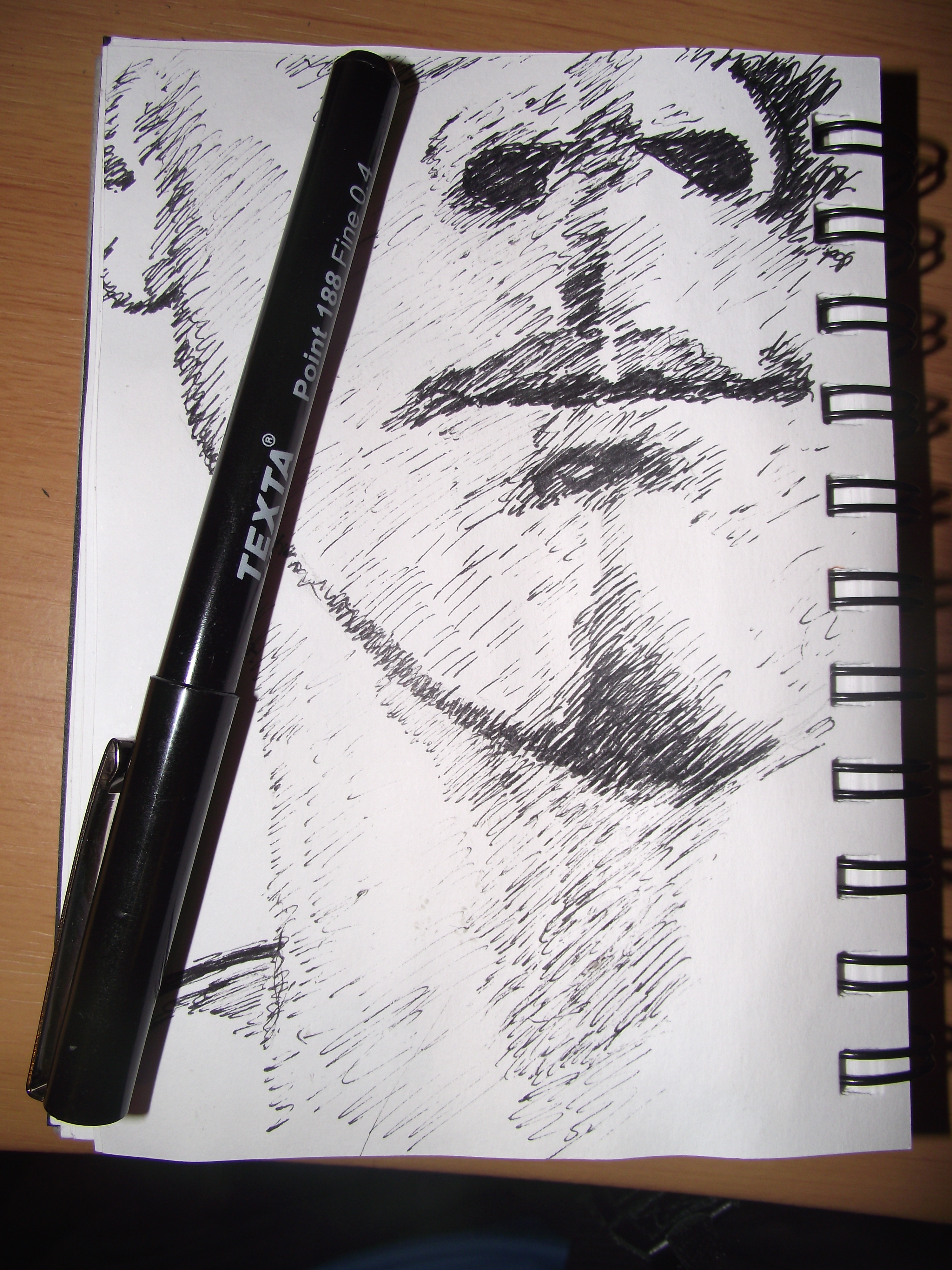 inkpen test sketch - face closeup