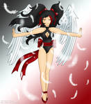 BlackRedWhite Angel by izka197