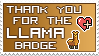 Llama Bagde thanks stamp