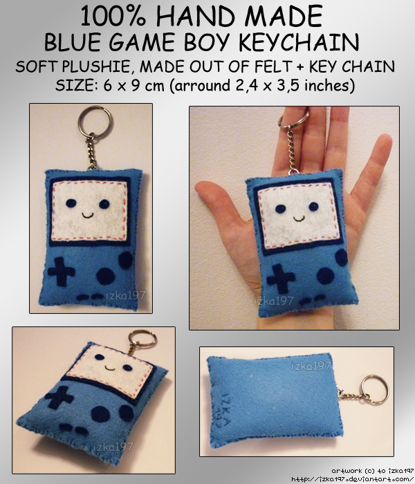 Hand Made Blue GAMEBOY Keychain