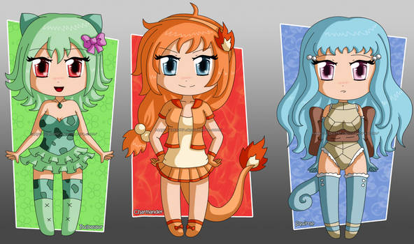 [CLOSED] ADOPTABLES Kanto starters gijinka