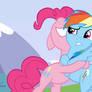 Pinkie Pie Hugging Rainbow Dash [With Background]