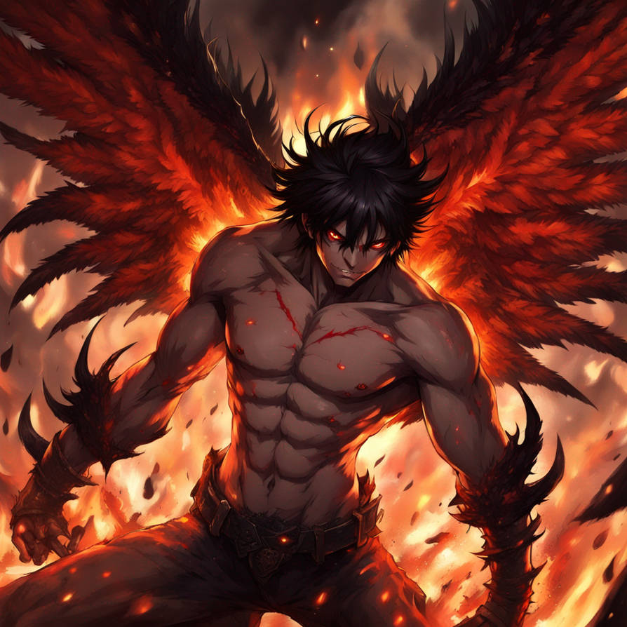 Demon Flying Reference Male Demon, Flying, Red Feathered Wings On His Bac by Ogman213 on ...