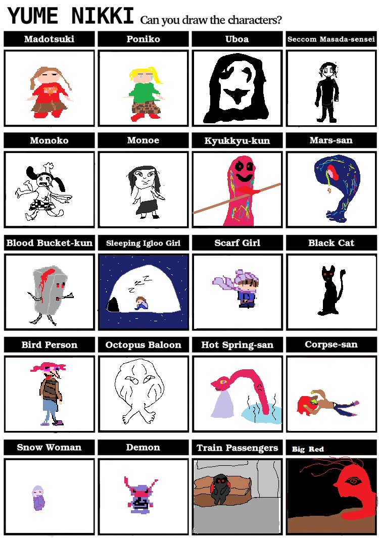 Yume Nikki Character Meme by reiva2009