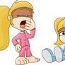 Dixie Kong and Tiny Kong in pajamas