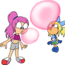 Bubblegum blowing sisters