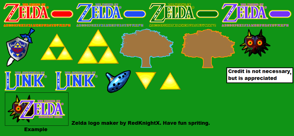 Legend of Zelda logo maker sprite