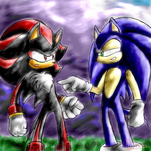 Sonic and Shadow arguing by BlizzardWolf on DeviantArt