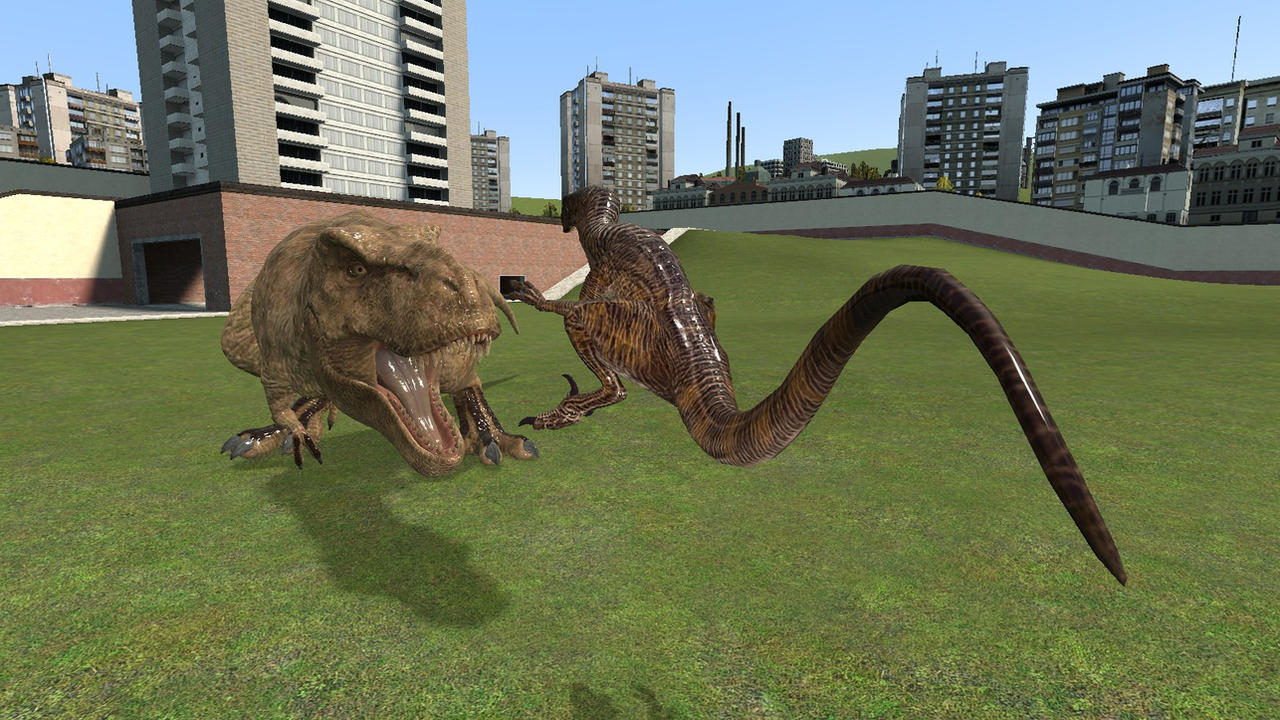 Jurassic GMod Park: Rexy vs Raptor p8 by FernoRex92 on DeviantArt