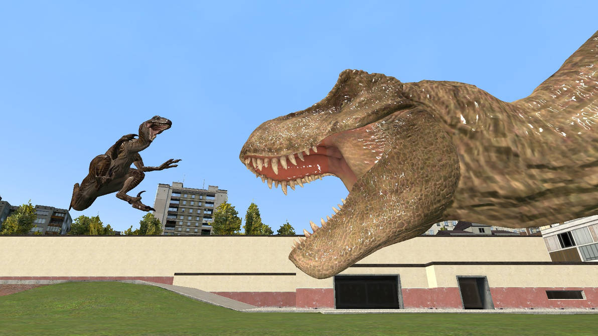 Jurassic GMod Park: Rexy vs Raptor p10 by FernoRex92 on DeviantArt