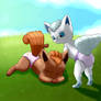 Diapered Alolan and normal Vulpix