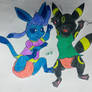 diapered Glaceon and Umbreon