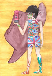 Art GCSE Egytian style 1 girl 3 cultures