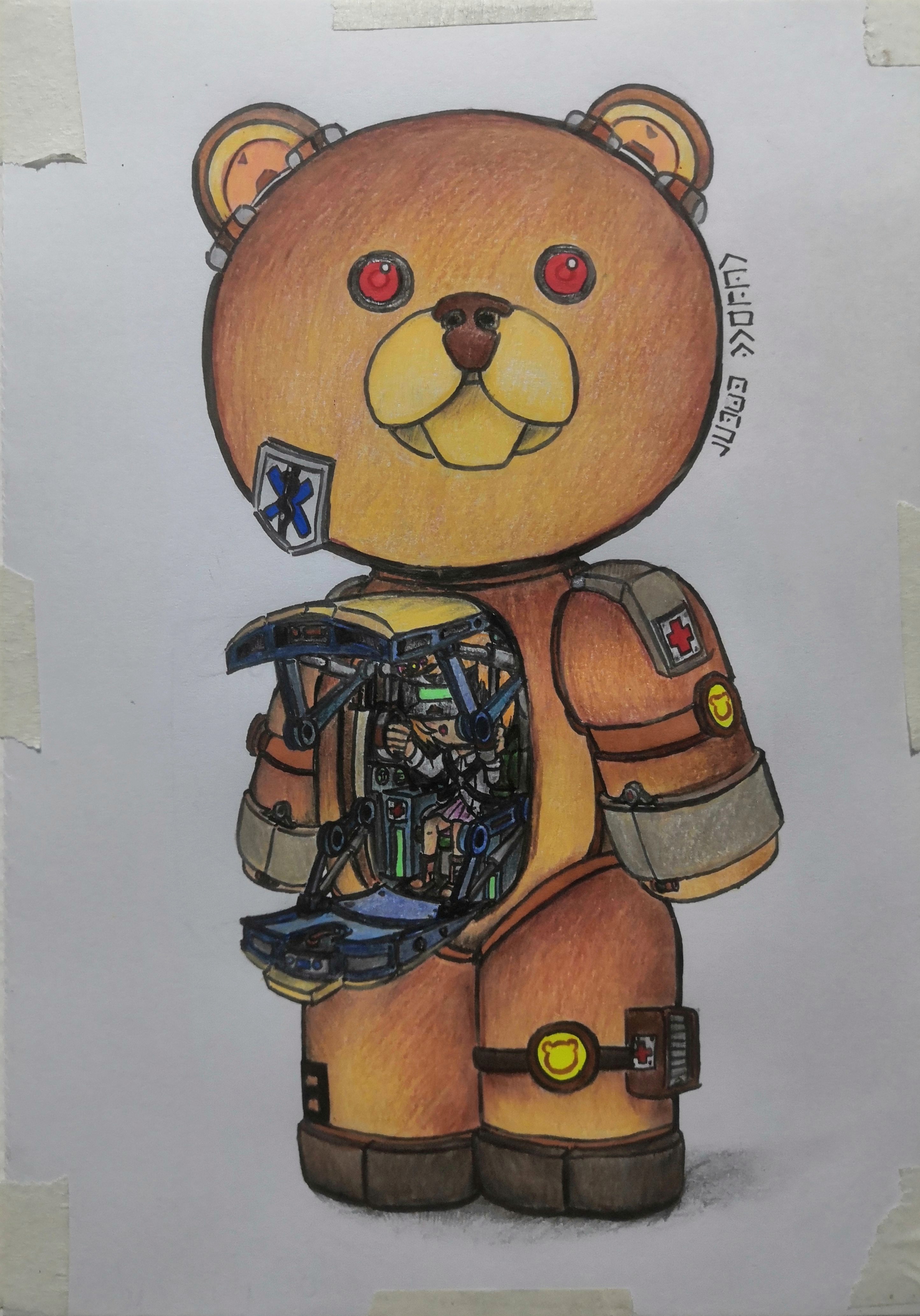 Bobby and her Teddy bear mech!!! 