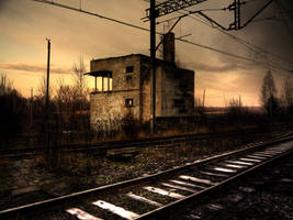 Ruined railway building