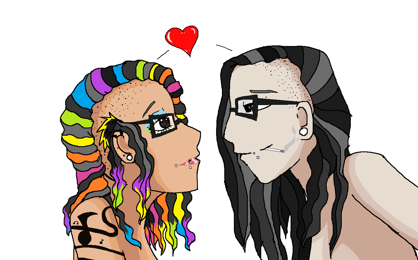 skrillex boy and girl base colored 2 with glasses by Hipster