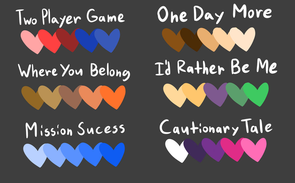 A lot more color palettes by YunoBajanMC on DeviantArt