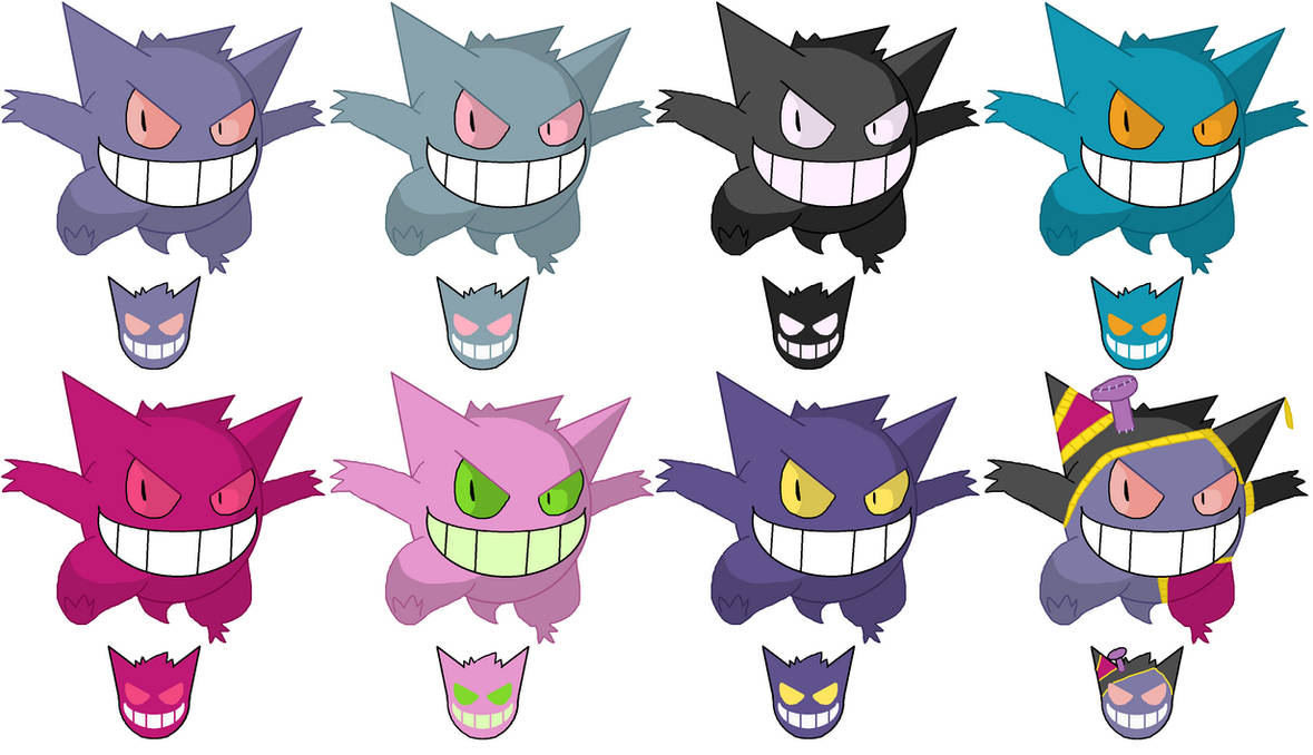 Gengar's alternate colors by DaXeGaNa on DeviantArt