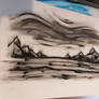 Black and White Landscape Oil Pastel