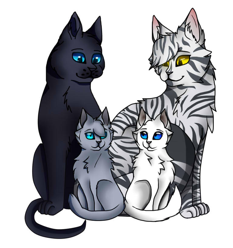 Stormtail Stormtail, Bluestar, Moonflower and Snowfur by Mewnnee on DeviantArt