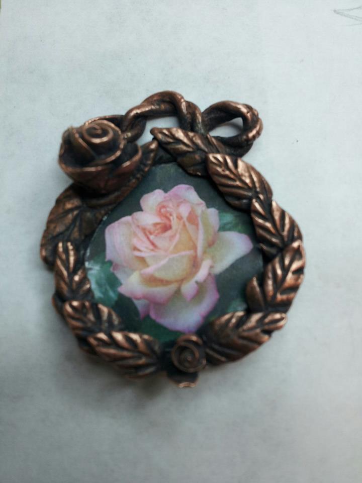 Pink Rose Copper Pendant