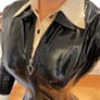 Rubber catsuit and blouse