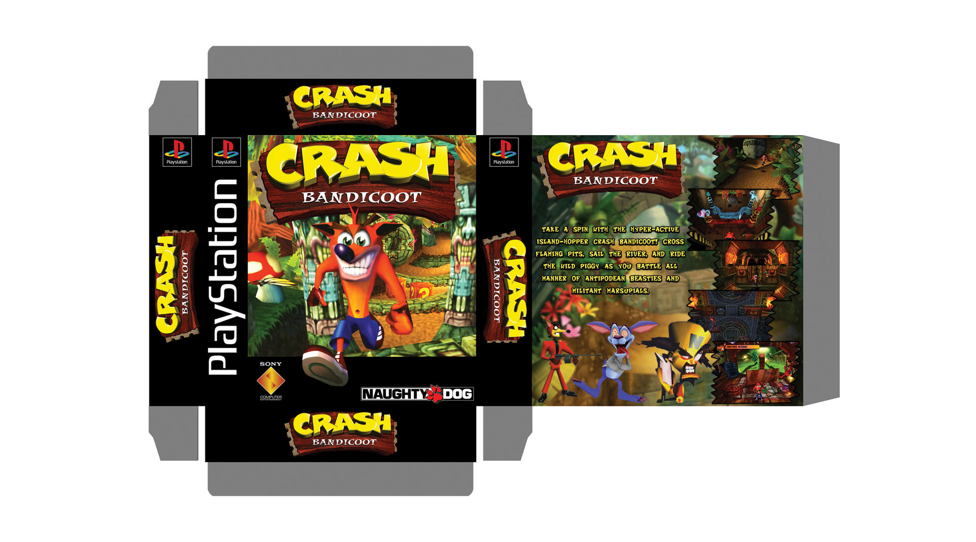 Sony PlayStation 1 - Crash Bandicoot - custom - Set of video game