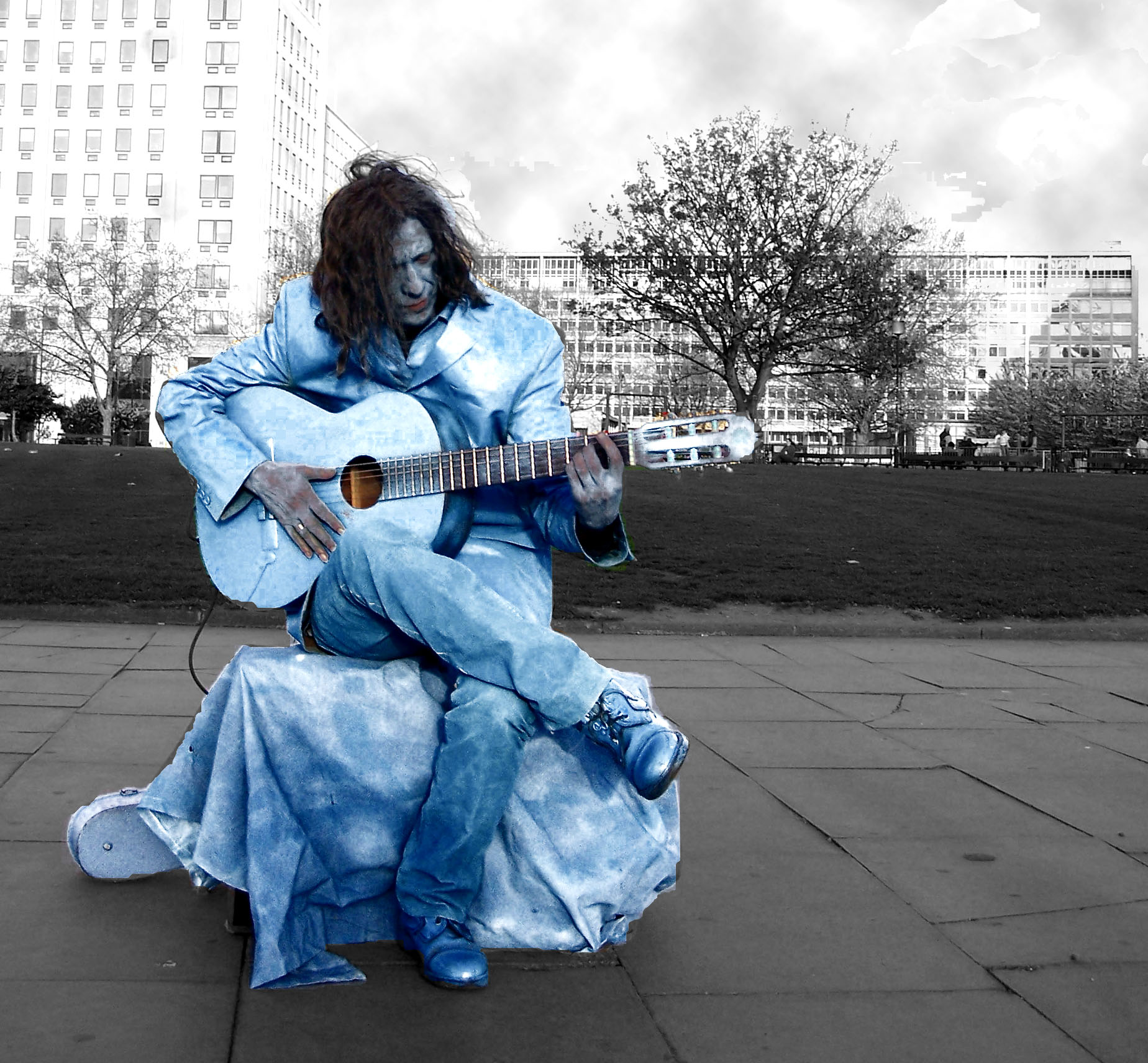 guitariste Bleu  art de rue