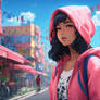 Anime Cartoon Ultra Realistic Pink City