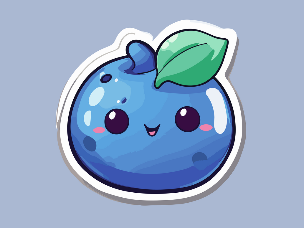 SDXL 09 a pack of cute kawaii Blueberry sticker wh by krishnajit1 on ...