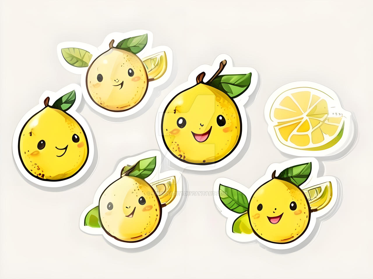 SDXL 09 a pack of cute lemon sticker white backgro by krishnajit1 on ...