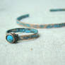 Simple thin turquoise copper ring-bracelet set