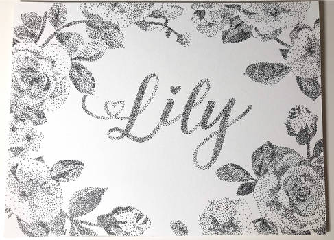 Stippling artwork Lily and flowers