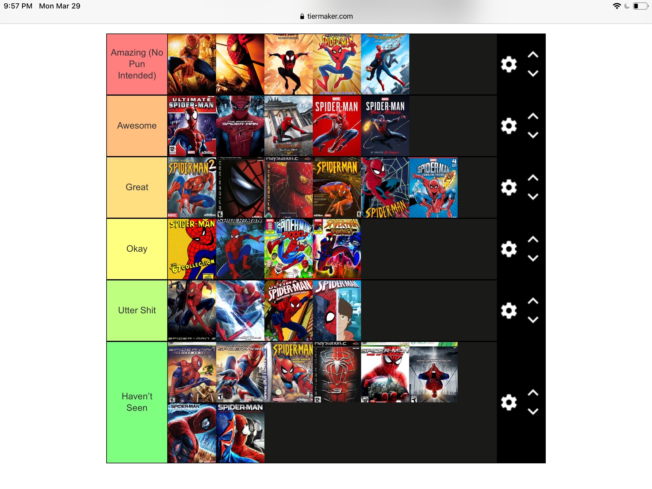 SPIDER-MAN TIER LIST ! 