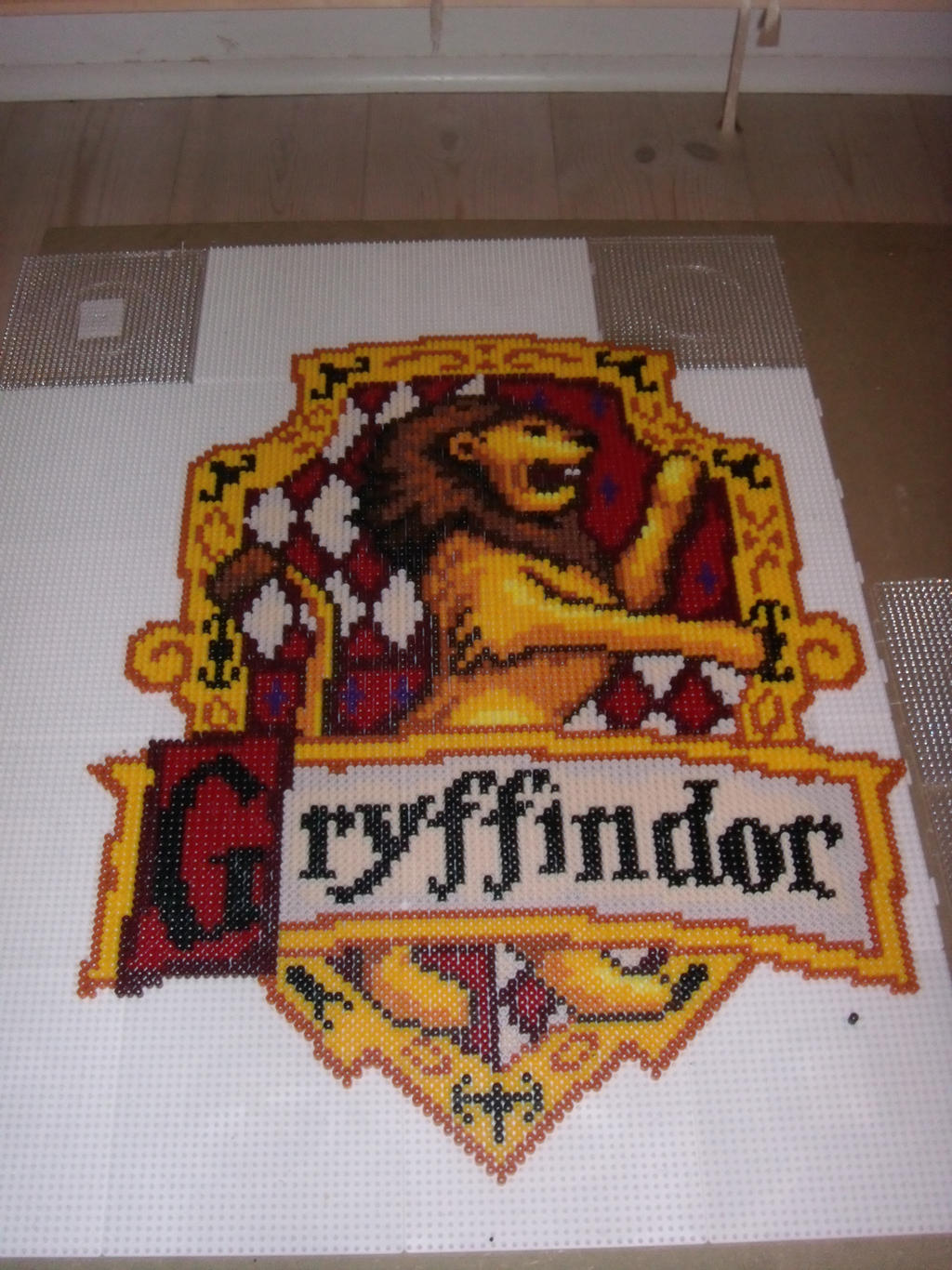 Gryffindor house emblem in perler