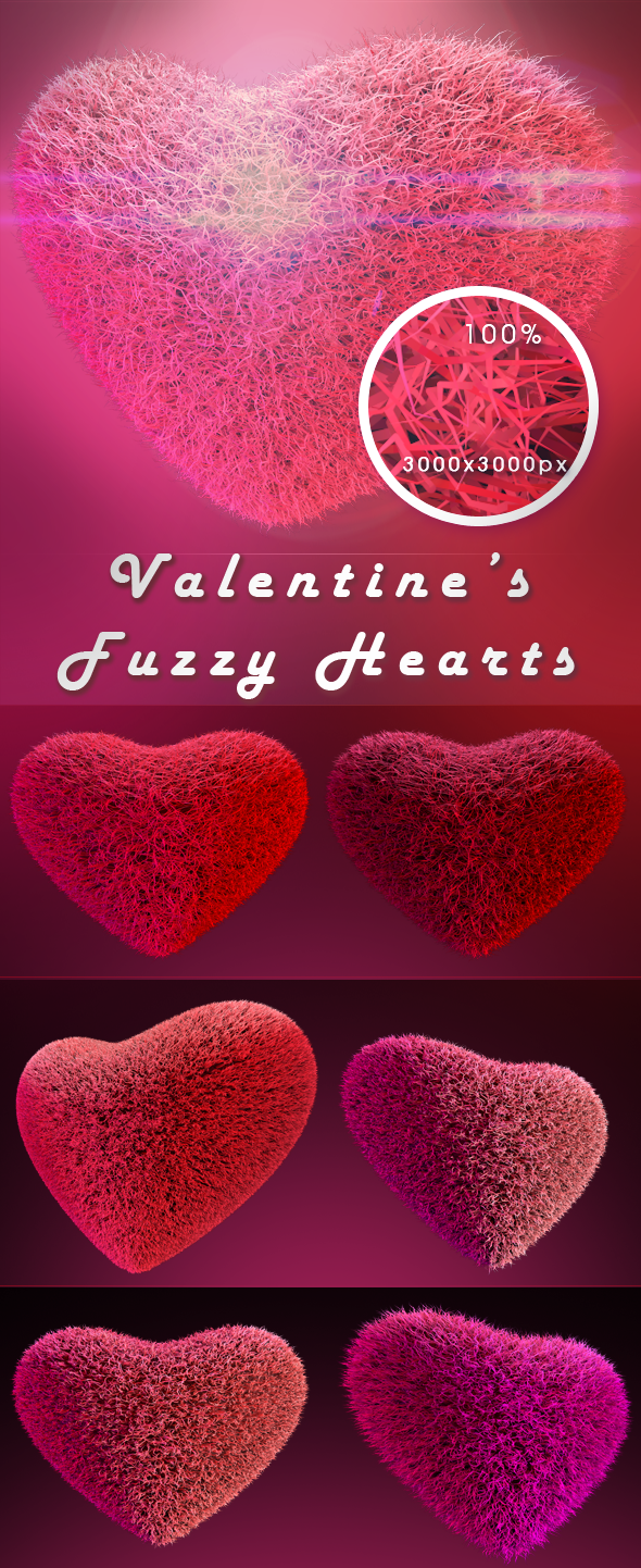 Valentine's Fuzzy 3d Hearts