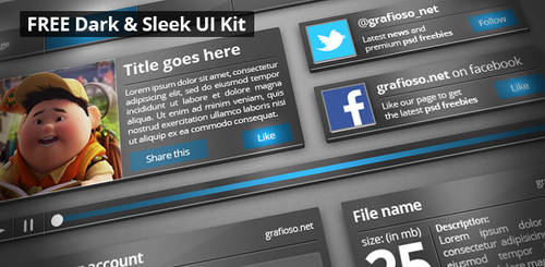 FREE Dark and Sleek UI Kit PSD