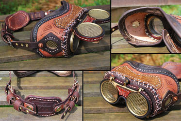 Mad Science Steampunk Goggles Large Stitching