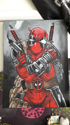 Deadpool Gun and Machete Acrylic Canvas Piece