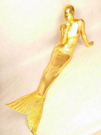 Golden Shiny Metallic Mermaid Zentai Suit