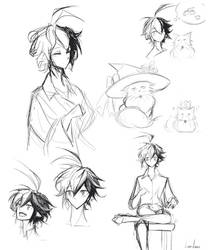 Character sketches + expressions practice (WIP) by hamuhamu-tan